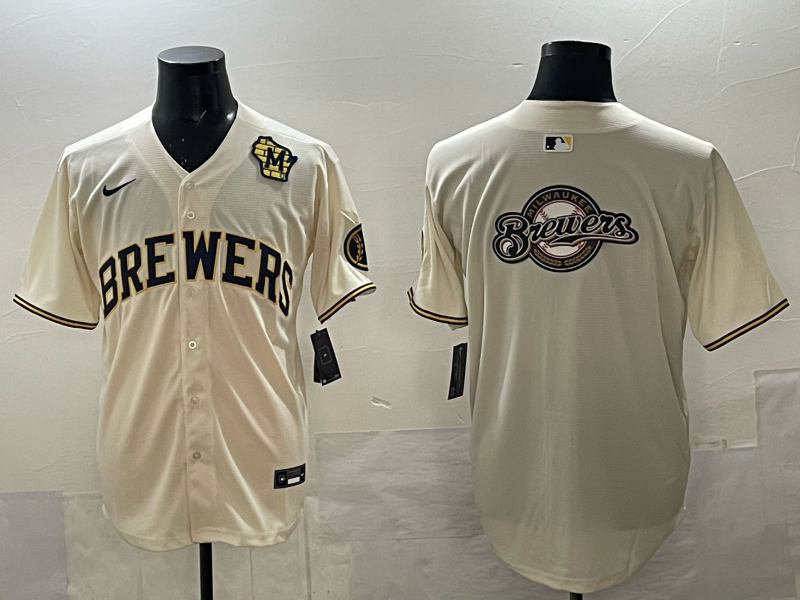 Men Milwaukee Brewers blank cream Nike MLB 2025 Jersey 006